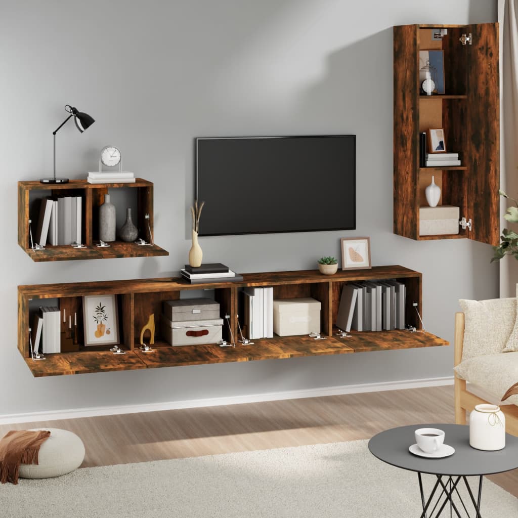 vidaXL Ensemble de meubles TV 4 pcs Chêne fumé Bois d'ingénierie - Image 3