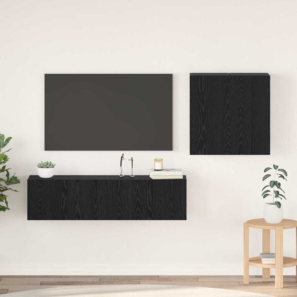 vidaXL Ensemble meuble TV Montage mural Chêne noir Bois d'ingénierie