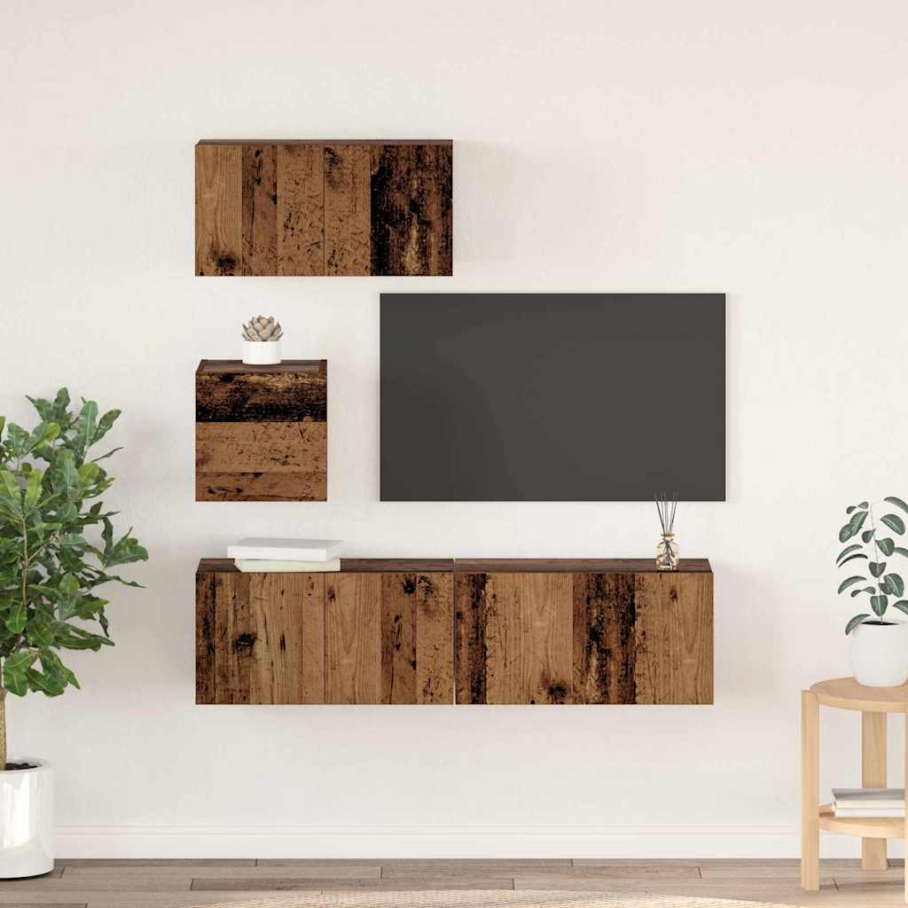 vidaXL Ensemble meuble TV 4 pcs Bois Ancien Bois d'ingénierie