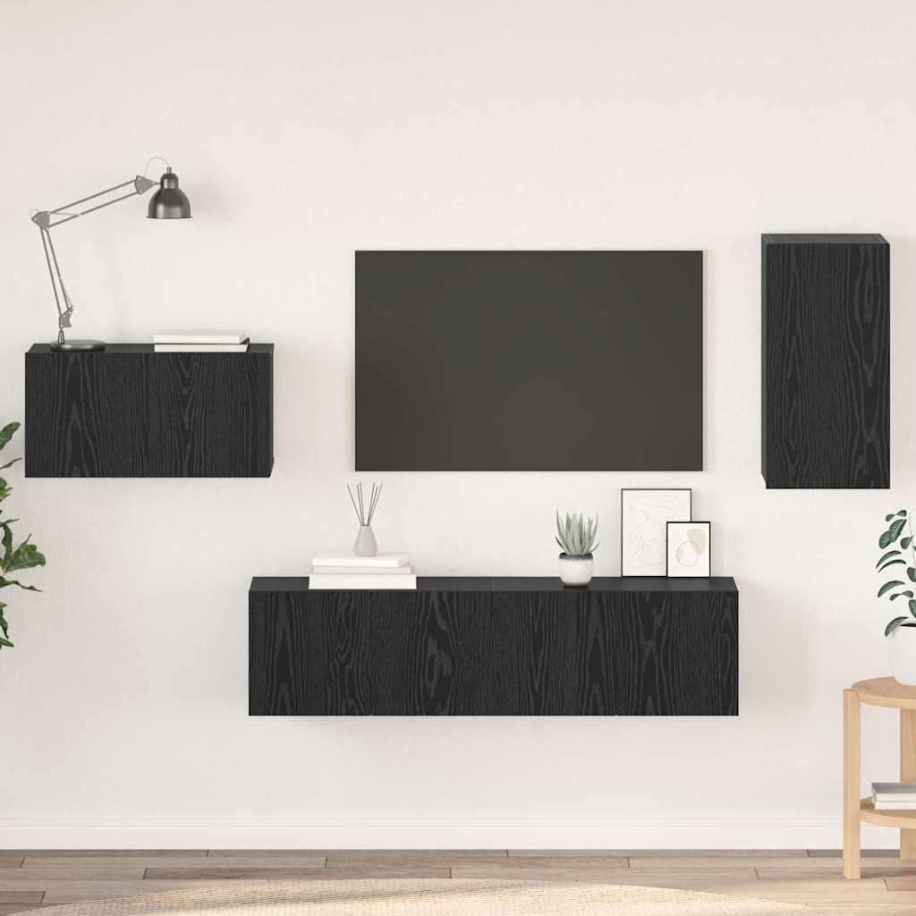 vidaXL Ensemble meuble TV avec tiroir Chêne noir Bois d'ingénierie
