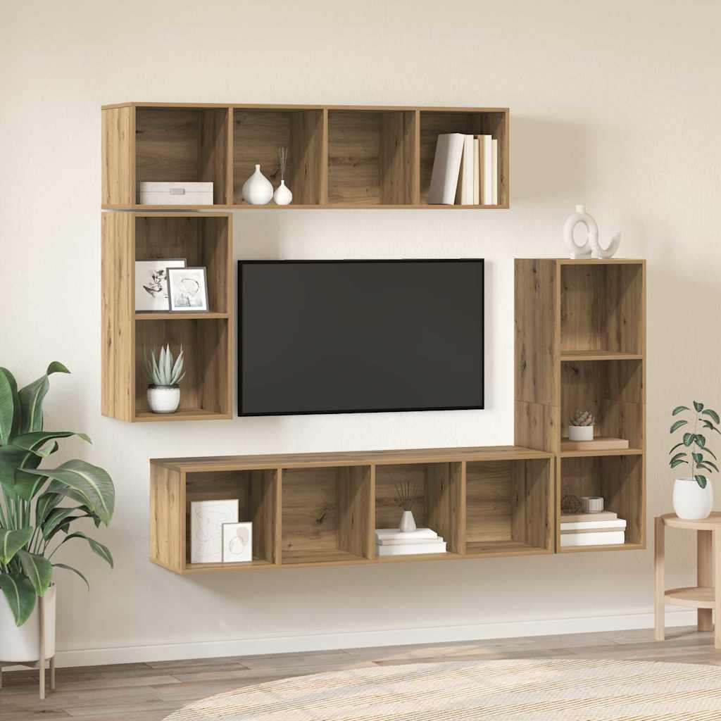 vidaXL Ensemble meuble TV 4 pcs Chêne artisanal Bois d'ingénierie