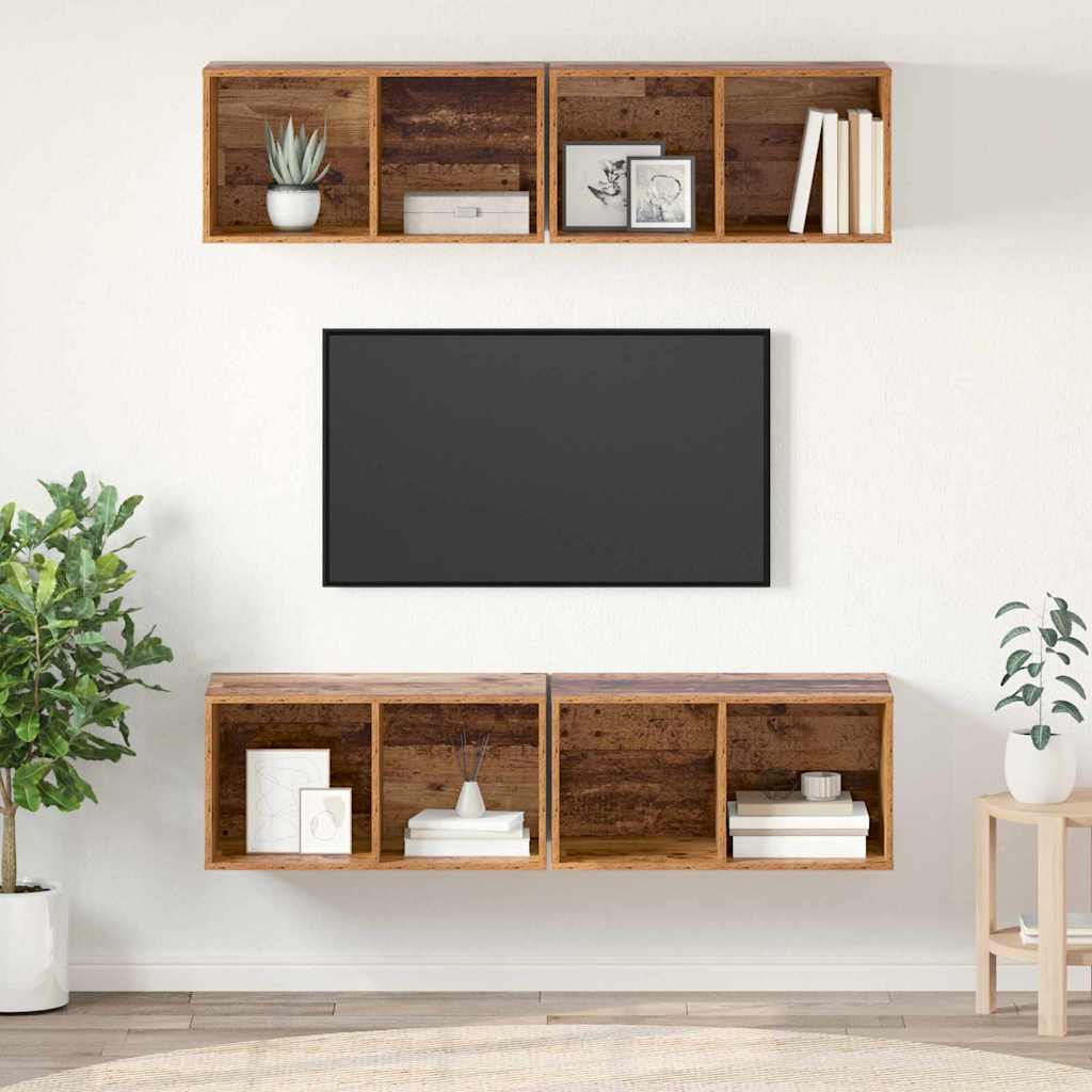 vidaXL Ensemble meuble TV 4 pcs Bois Ancien 37 x 37 x 72 cm