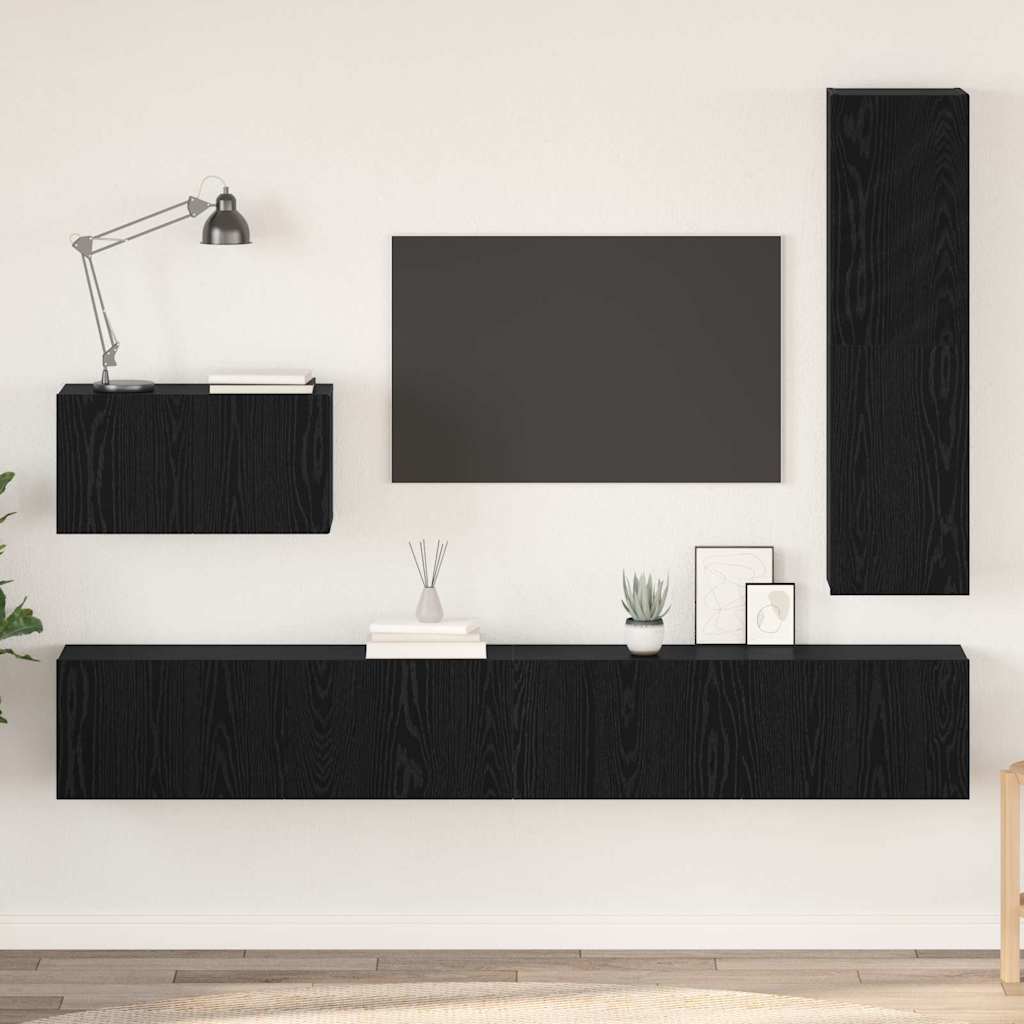 vidaXL Ensemble meuble TV 4 pcs Chêne noir Bois d'ingénierie