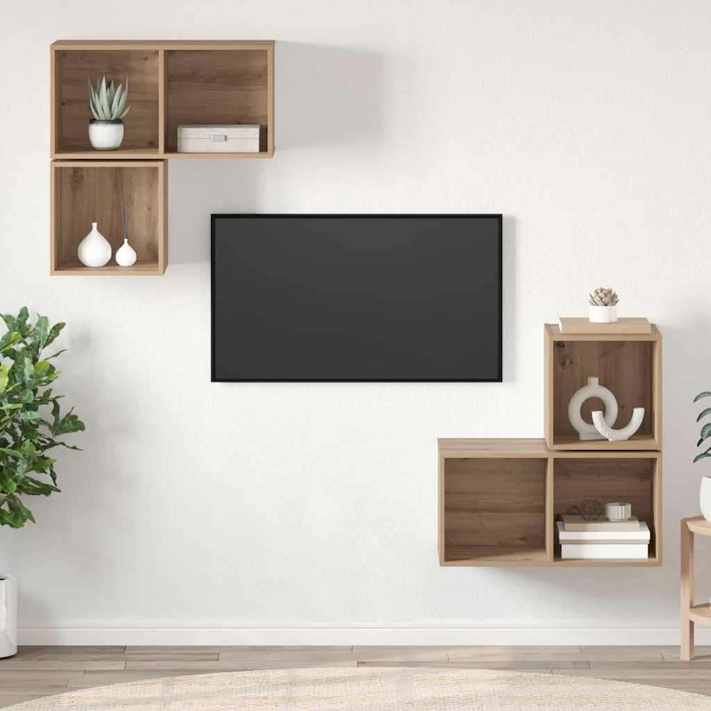 vidaXL Ensemble meuble TV 4 pcs Chêne artisanal Bois d'ingénierie