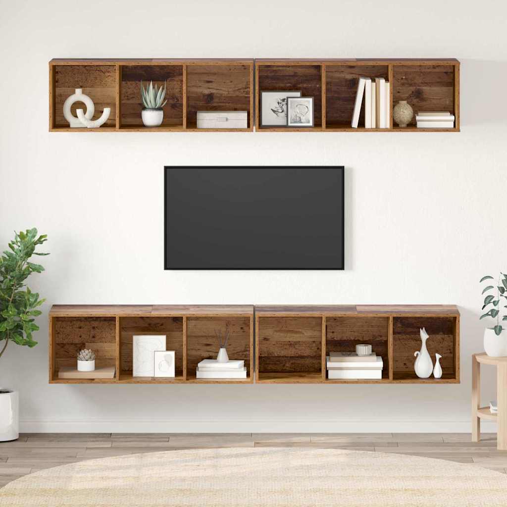 vidaXL Ensemble meuble TV 4 pcs Bois Ancien 37 x 37 x 107,5 cm