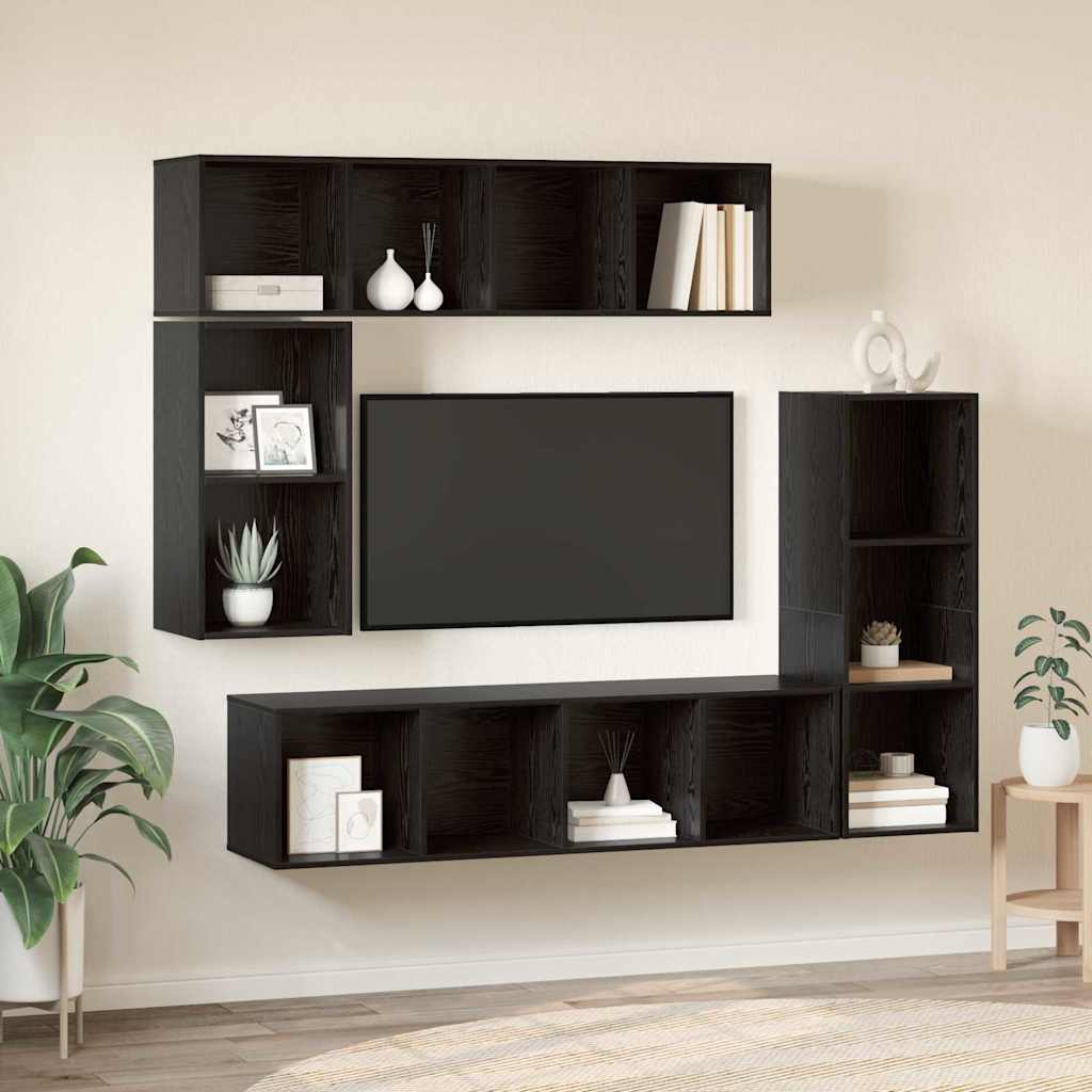 vidaXL Ensemble meuble TV 4 pcs Chêne noir Bois d'ingénierie