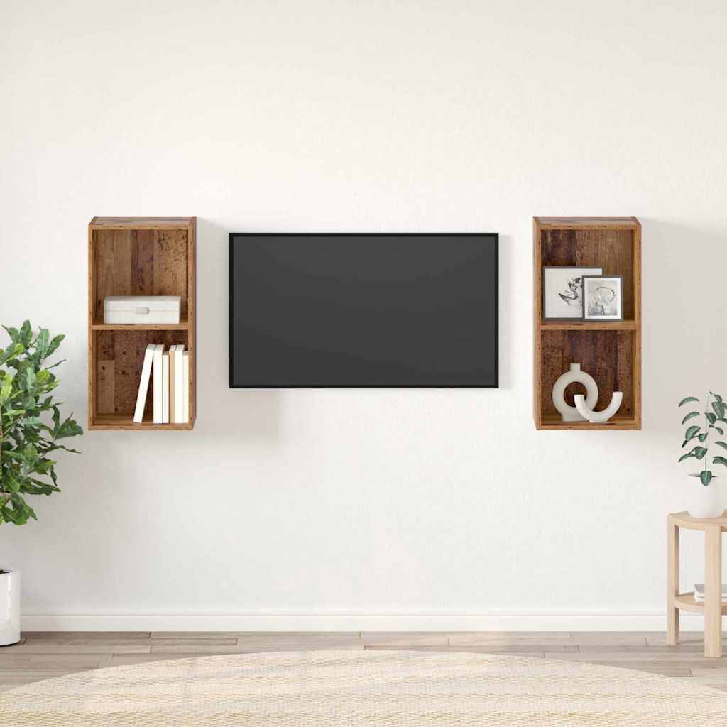 vidaXL Ensemble meuble TV 2 pcs Bois Ancien 37 x 37 x 72 cm