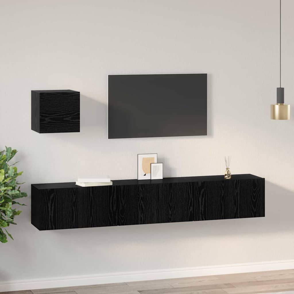 vidaXL Ensemble meuble TV 4 pcs Chêne noir Bois d'ingénierie - Image 4
