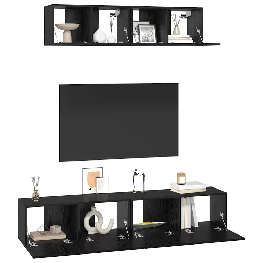 vidaXL Ensemble meuble TV 4 pcs Chêne noir Bois d'ingénierie - Image 3
