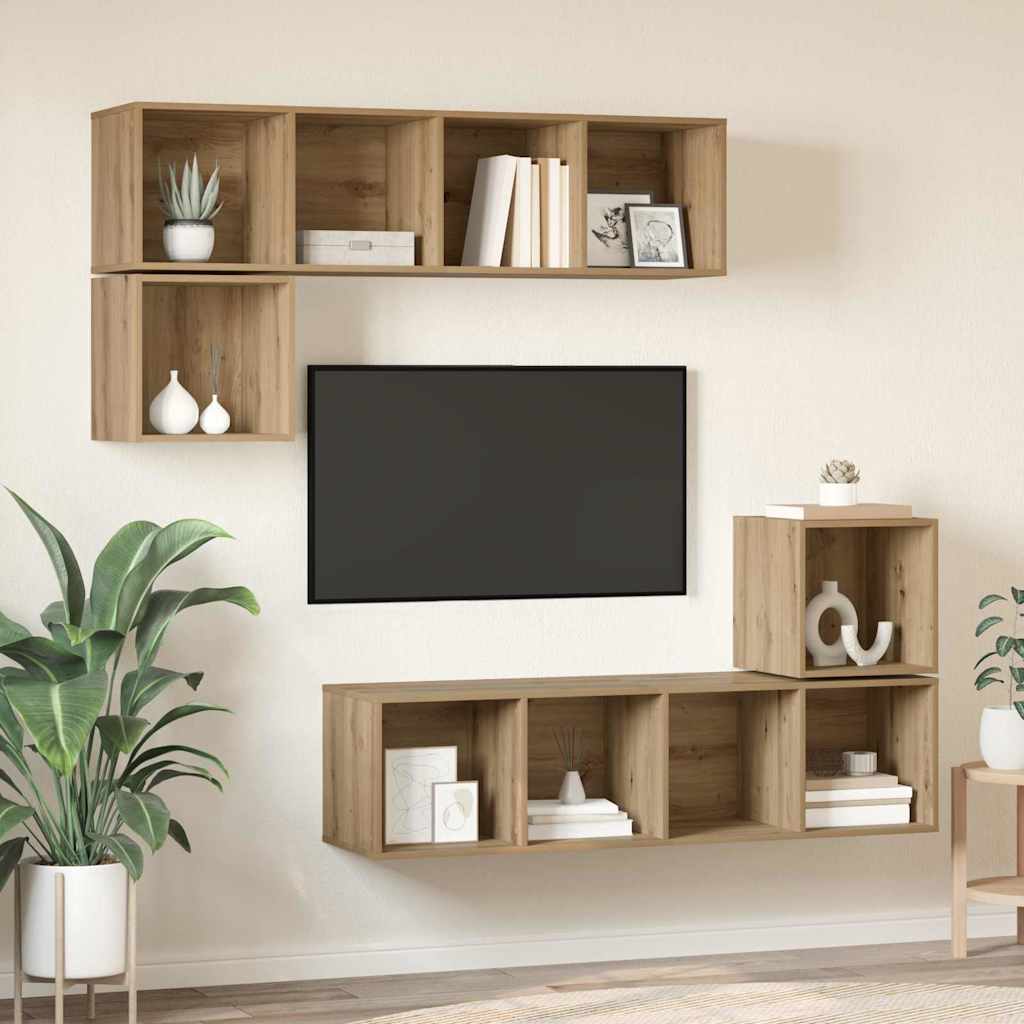 vidaXL Ensemble meuble TV 4 pcs Chêne artisanal Bois d'ingénierie