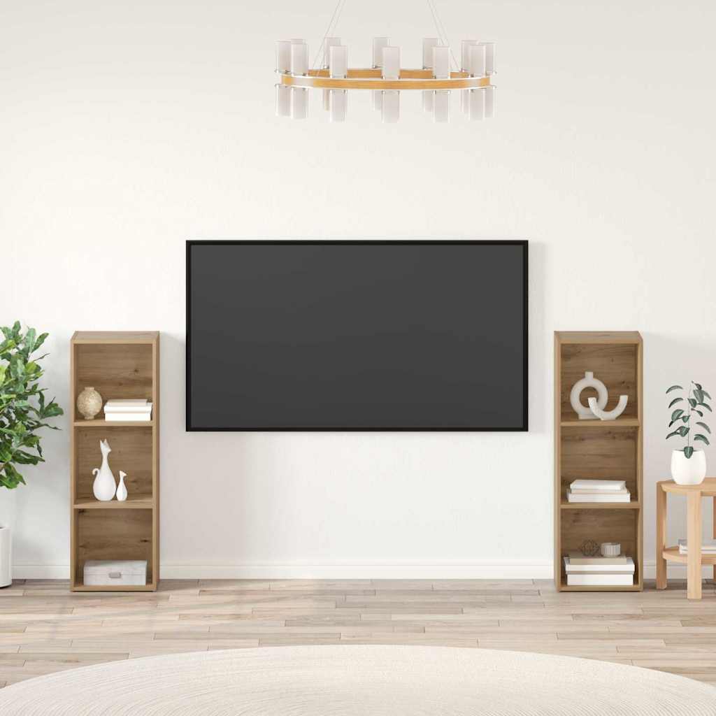 vidaXL Ensemble meuble TV 2 pcs Chêne artisanal 107 x 35 x 37 cm