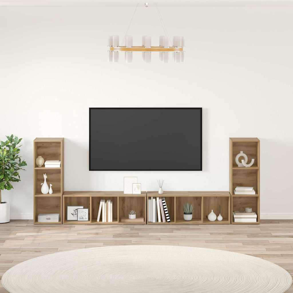 vidaXL Ensemble meuble TV 4 pcs Chêne artisanal 37 x 35 x 107,5 cm