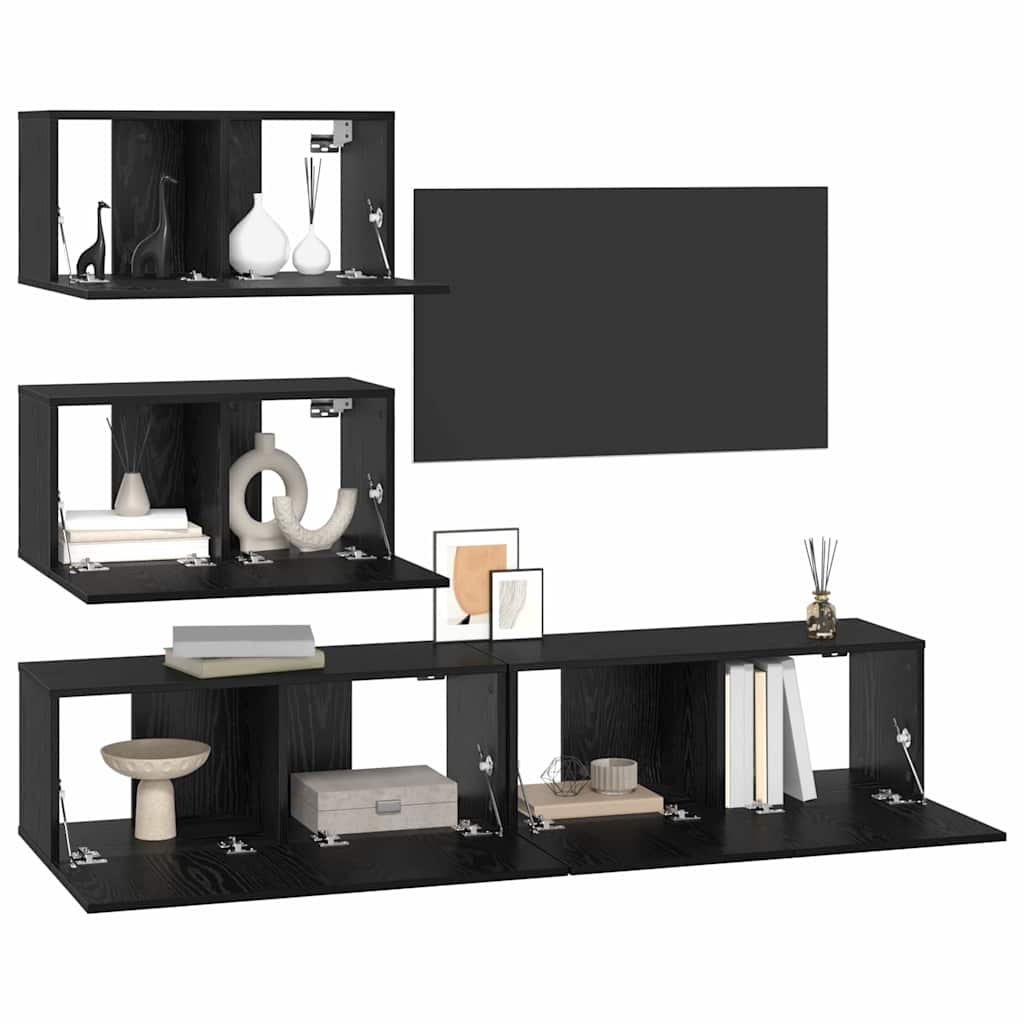 vidaXL Ensemble meuble TV 4 pcs Chêne noir Bois d'ingénierie - Image 3