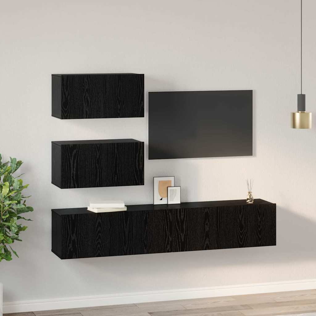 vidaXL Ensemble meuble TV 4 pcs Chêne noir Bois d'ingénierie - Image 4