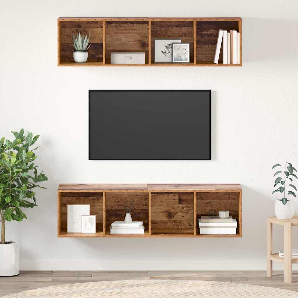 vidaXL Ensemble meuble TV 2 pcs Bois Ancien 37 x 37 x 142,5 cm