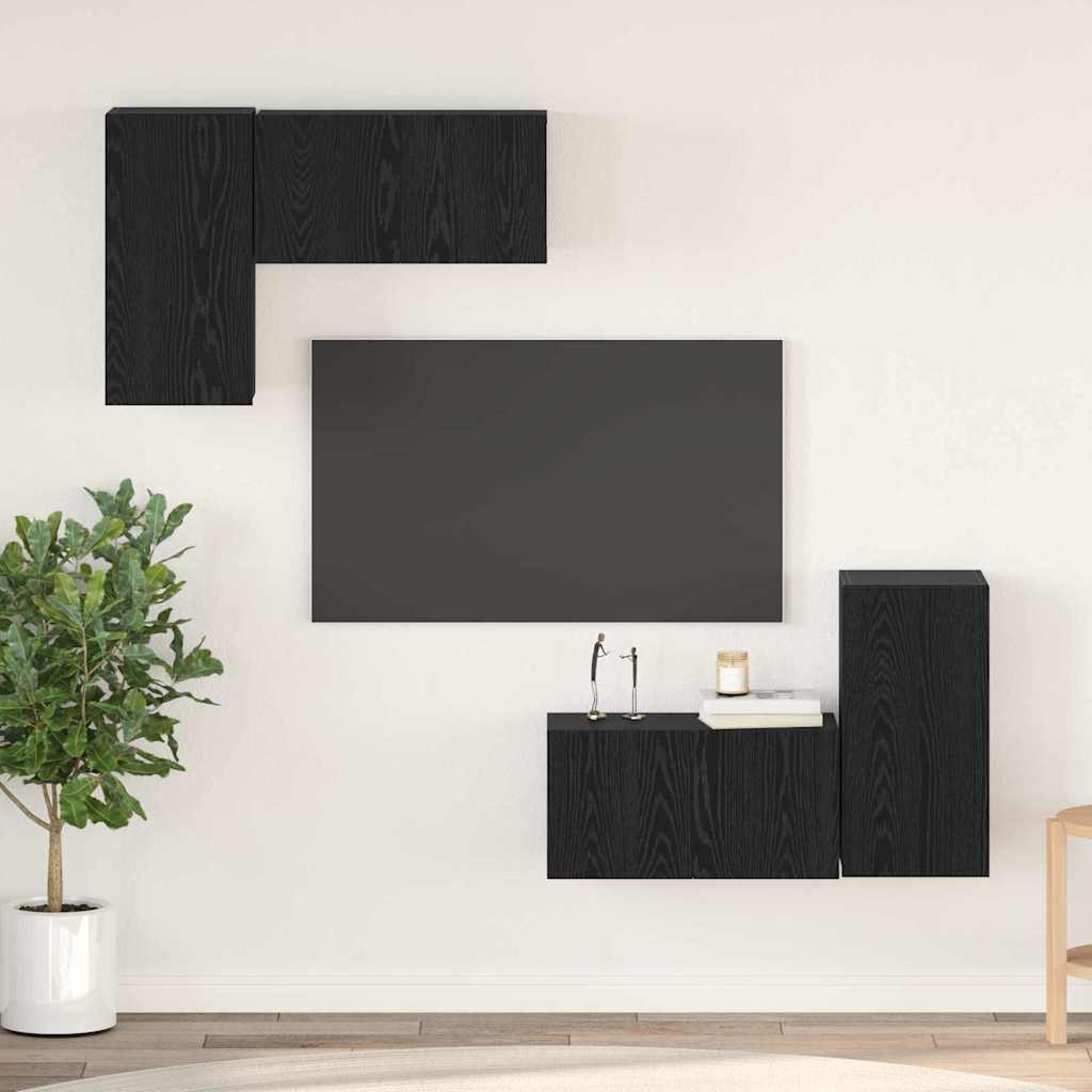 vidaXL Ensemble meuble TV Montage mural Chêne noir Bois d'ingénierie