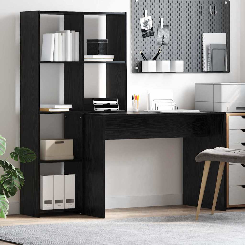 vidaXL Bureau Chêne noir 138,5 x 55 x 143 cm Bois d'ingénierie