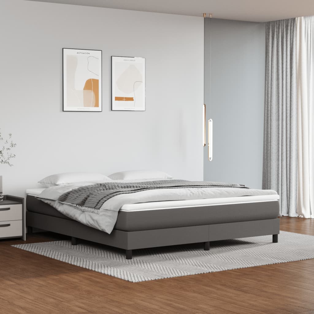 vidaXL Matelas de lit à ressorts ensachés Gris 160x200x20cm Similicuir