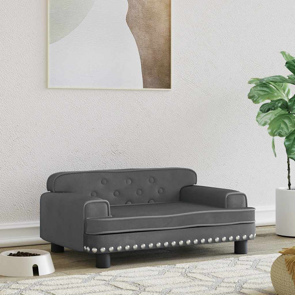 vidaXL Lit pour chien gris foncé 70x45x30 cm velours