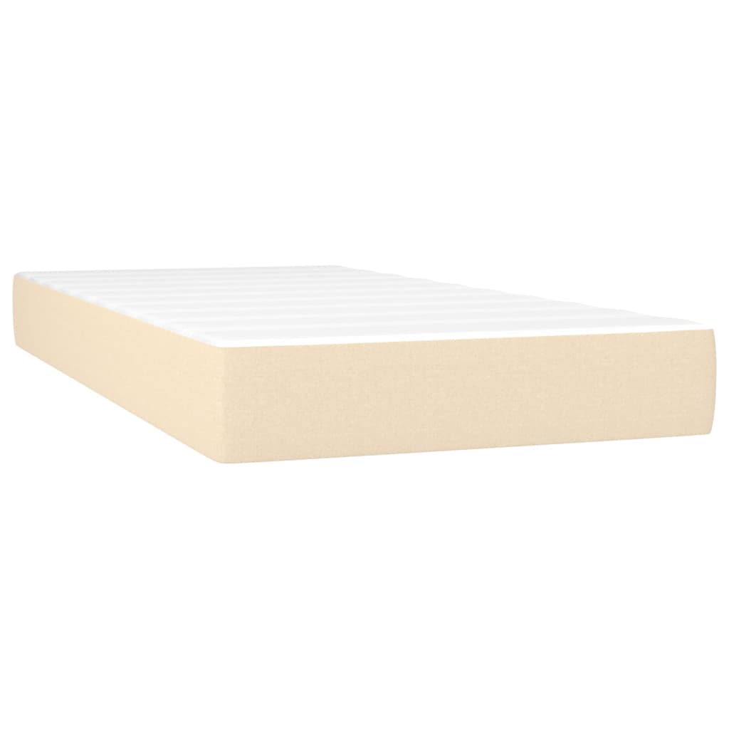 vidaXL Sommier à lattes de lit matelas et LED Crème 90x190 cm Tissu - Image 6