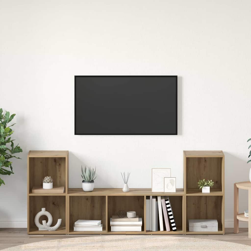 vidaXL Ensemble meuble TV Montage mural 3 pcs Marron Bois d'ingénierie