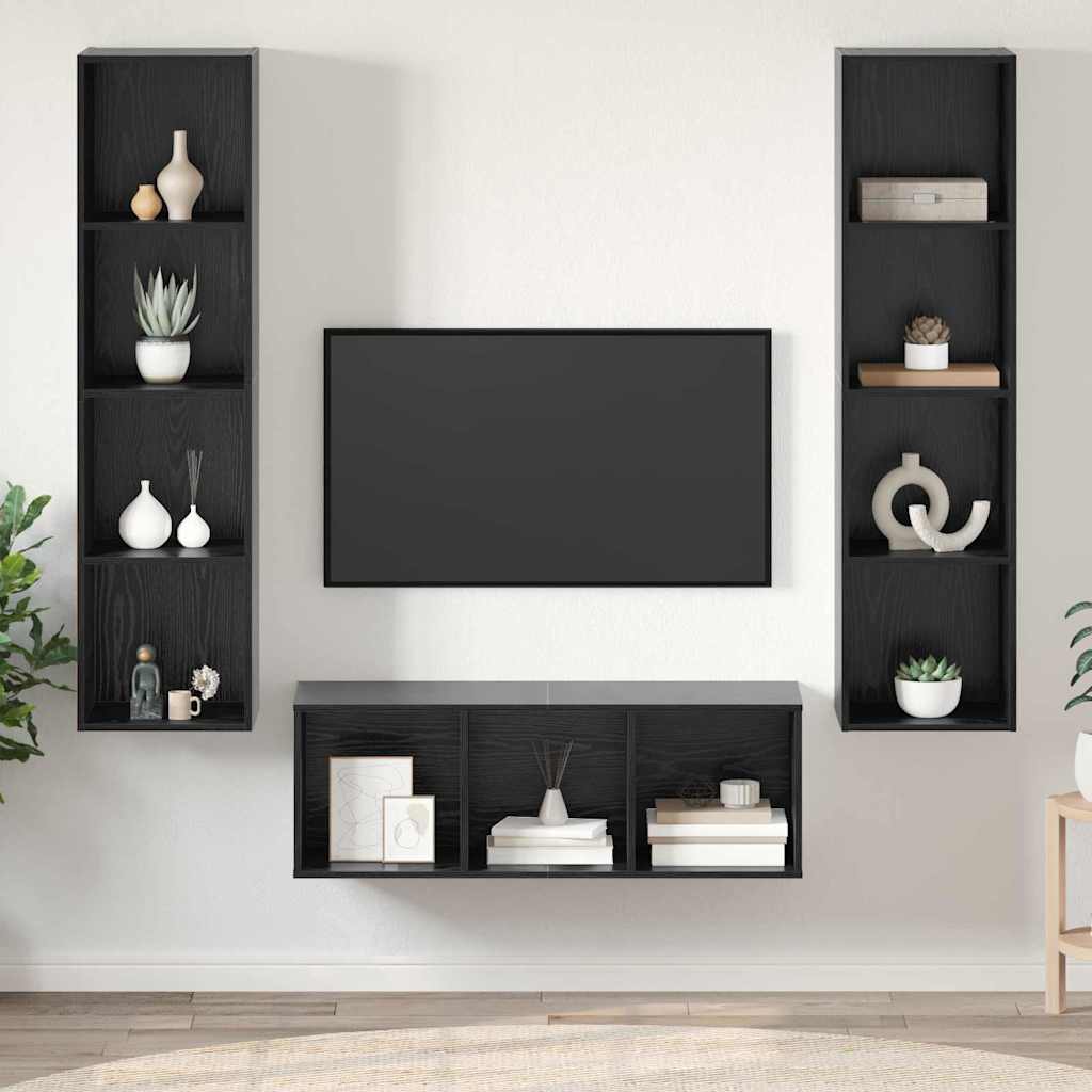vidaXL Ensemble meuble TV 3 pcs Chêne noir Bois d'ingénierie
