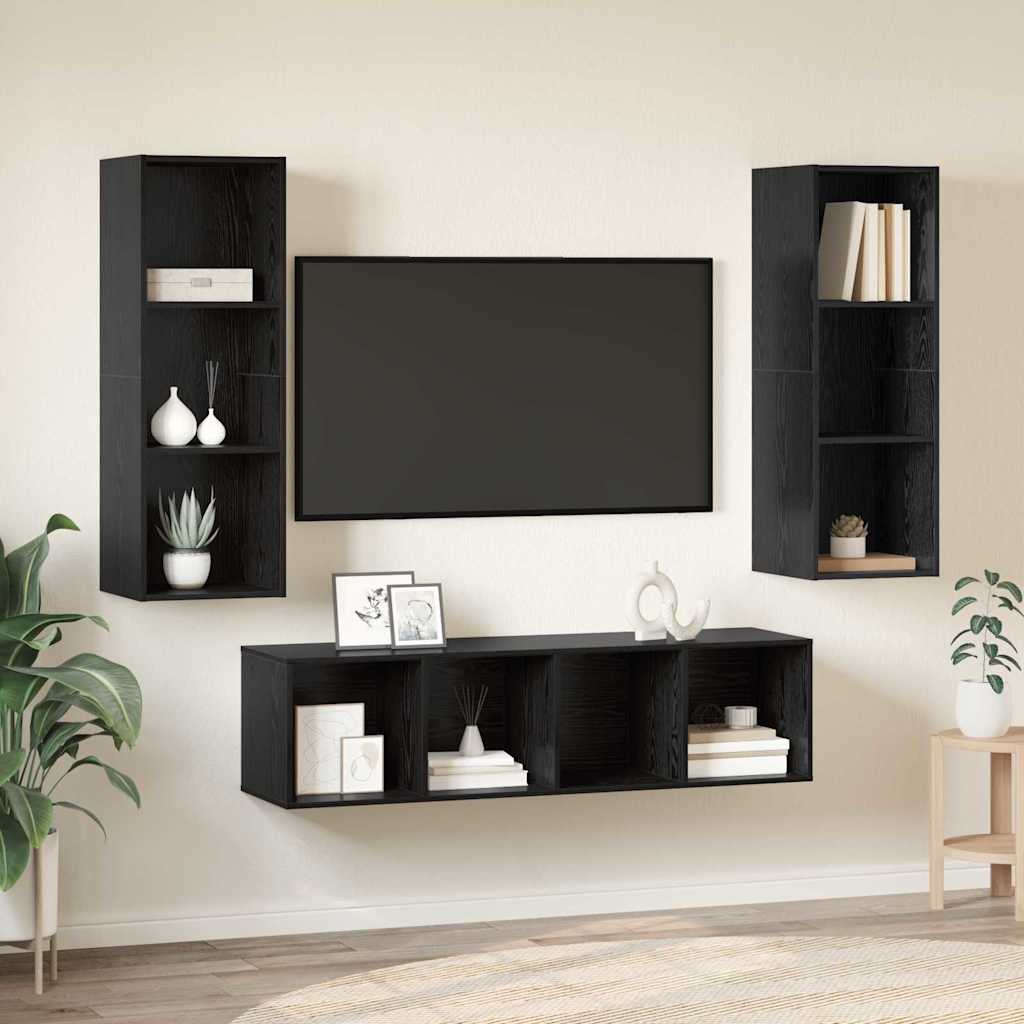 vidaXL Ensemble meuble TV 3 pcs Chêne noir Bois d'ingénierie
