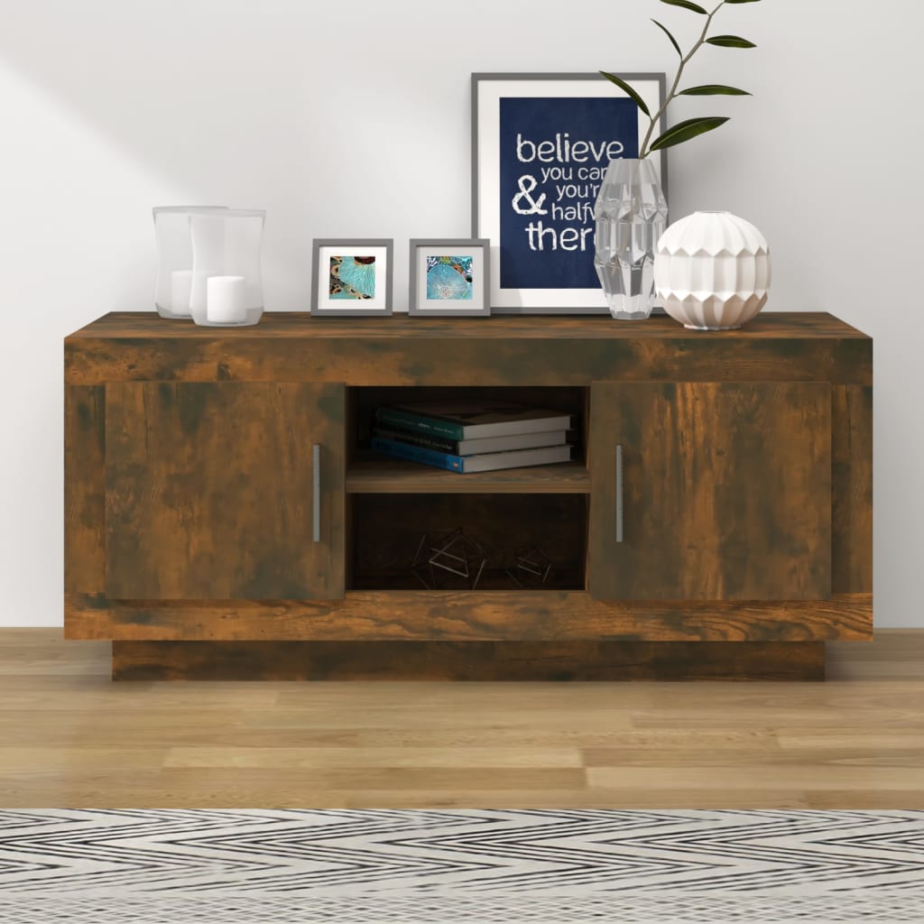 vidaXL Meuble TV chêne fumé 102x35x45 cm bois d'ingénierie