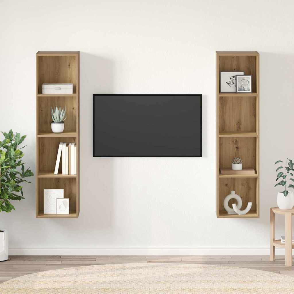 vidaXL Ensemble meuble TV 2 pcs Marron 37 x 37 x 142,5 cm