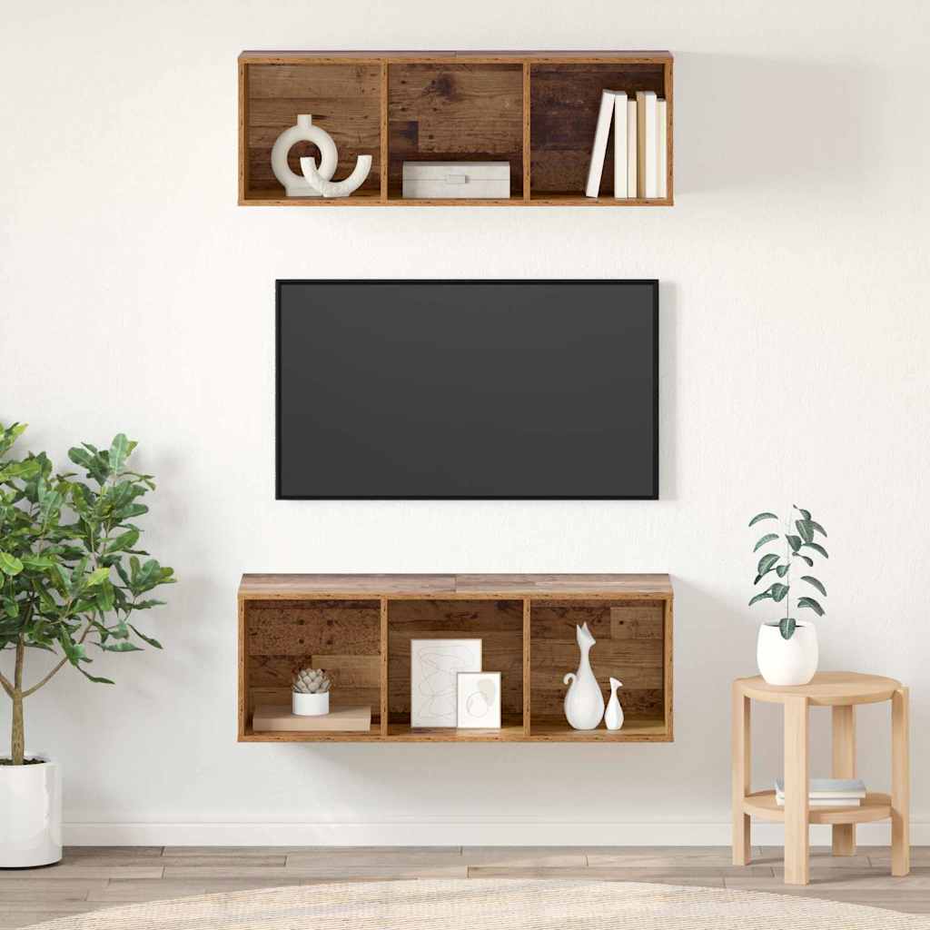 vidaXL Ensemble meuble TV 2 pcs Bois Ancien 37 x 37 x 107 cm