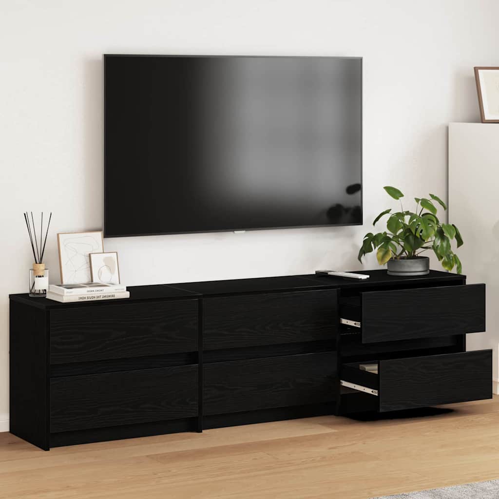 vidaXL Unites TV 2 pcs Chêne noir 180 x 34 x 50 cm Bois d'ingénierie