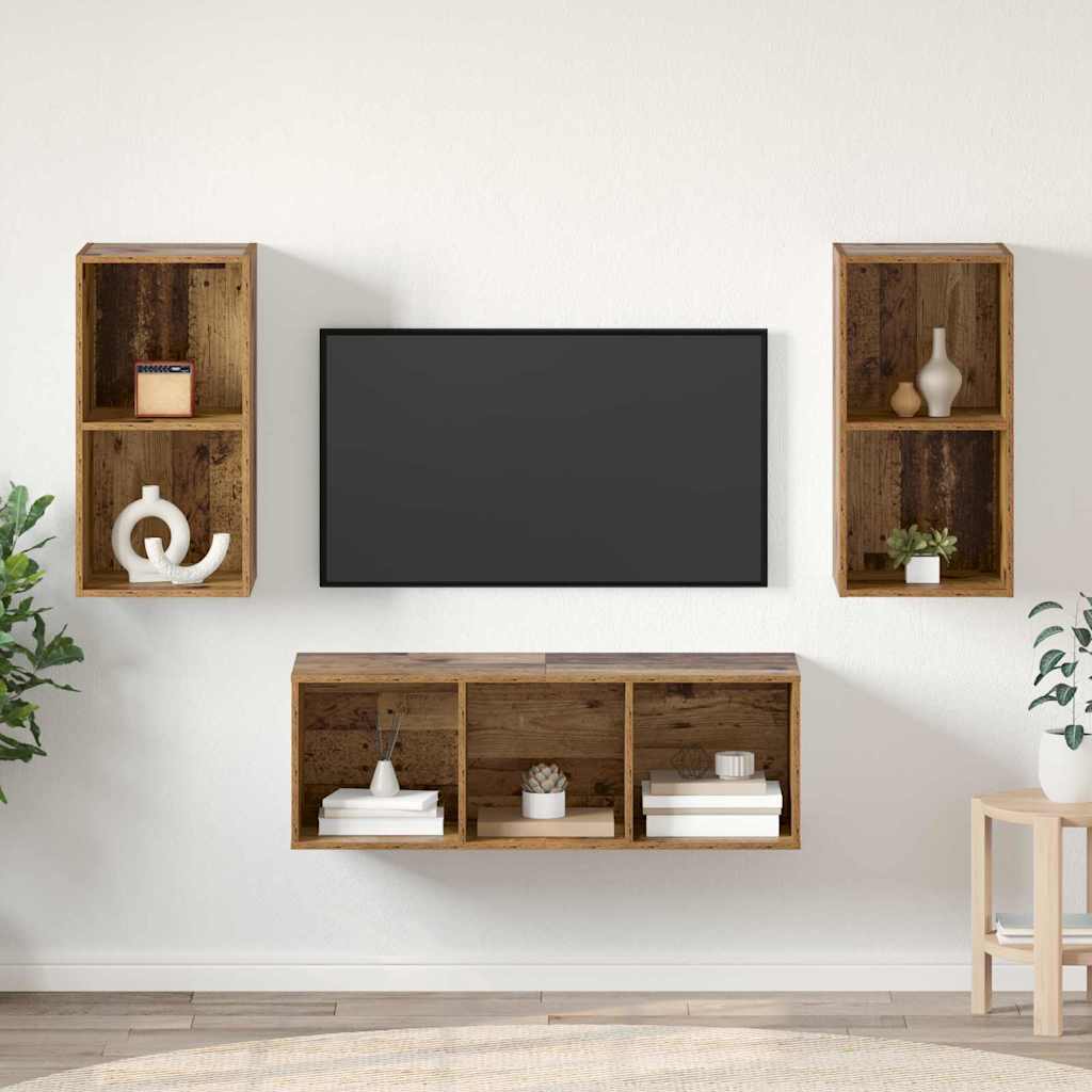vidaXL Ensemble meuble TV 3 pcs Bois Ancien Bois d'ingénierie