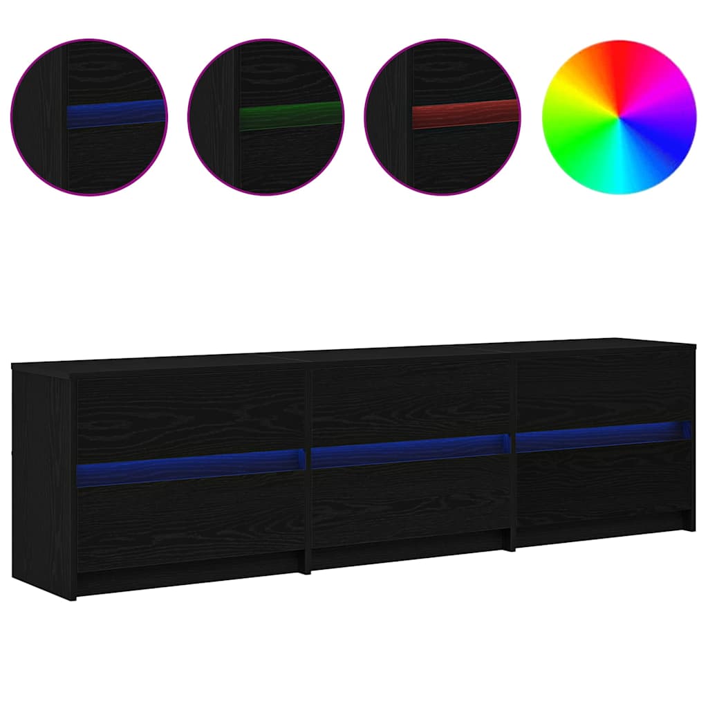 vidaXL Unites TV 2 pcs Chêne noir 180 x 34 x 50 cm Bois d'ingénierie - Image 4