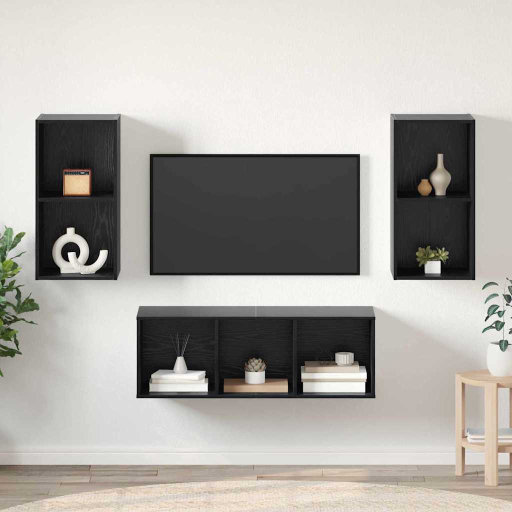 vidaXL Ensemble meuble TV 3 pcs Chêne noir Bois d'ingénierie