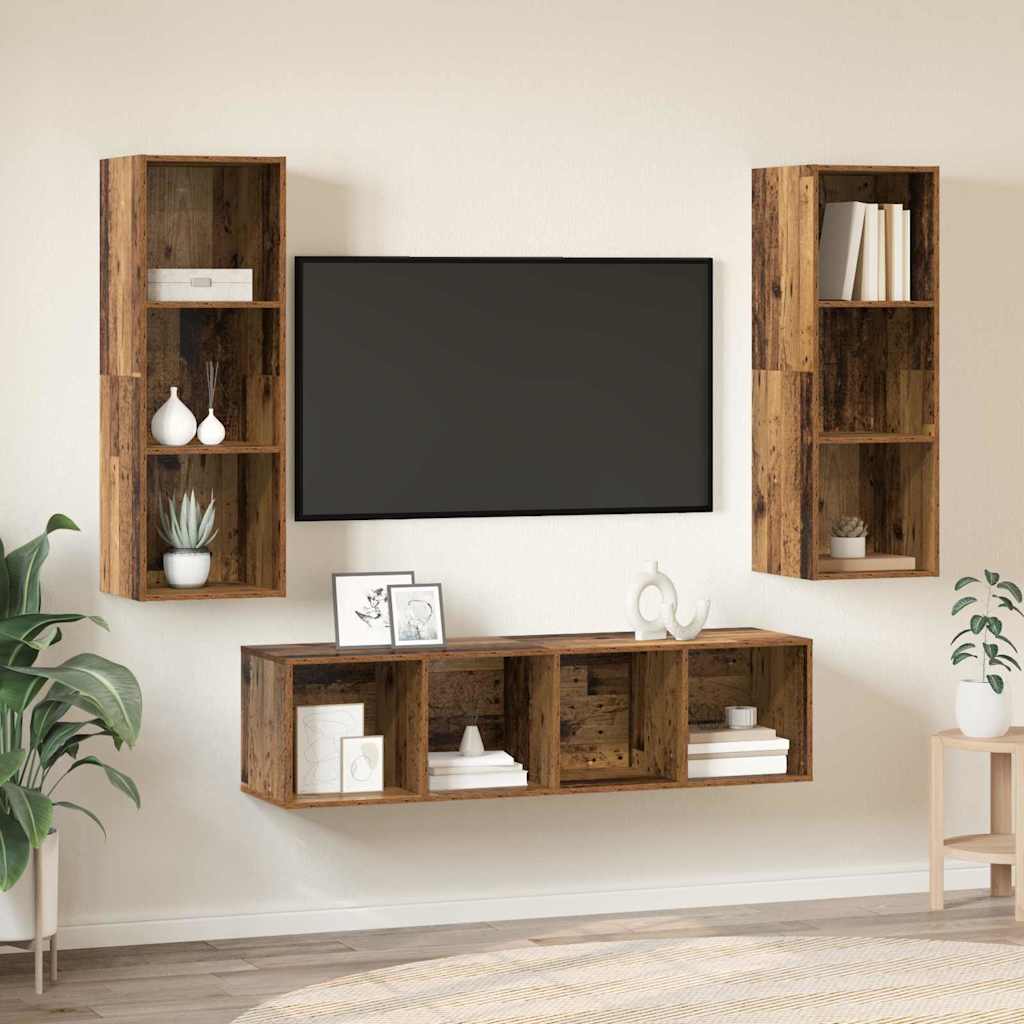 vidaXL Ensemble meuble TV 3 pcs Bois Ancien Bois d'ingénierie