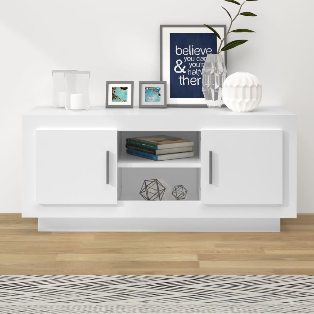 vidaXL Meuble TV blanc 102x35x45 cm bois d'ingénierie