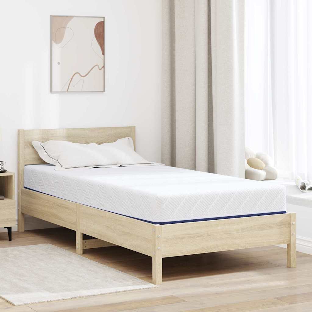 vidaXL Matelas Blanc et Bleu 90 x 190 cm Mousse à mémoire de gel