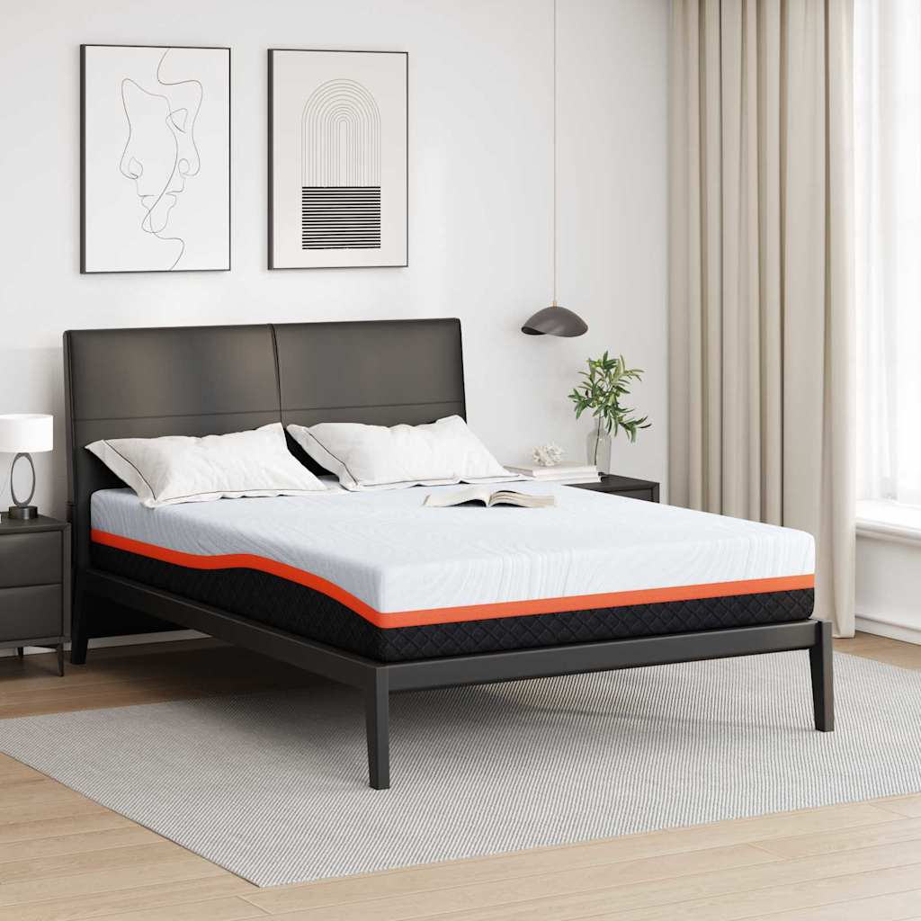 vidaXL Matelas Blanc et Gris 160 x 200 cm Mousse à Mémoire