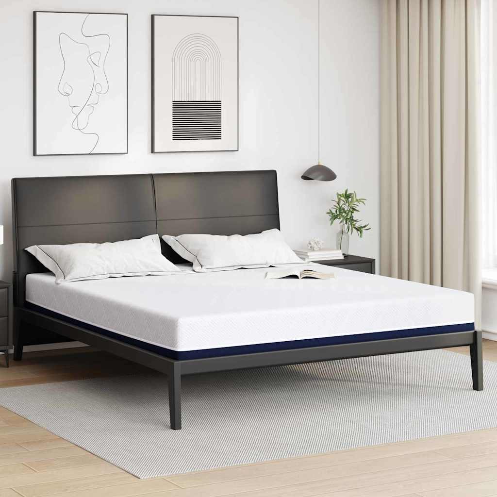 vidaXL Matelas Blanc et Bleu 180 x 200 cm Mousse à mémoire de gel