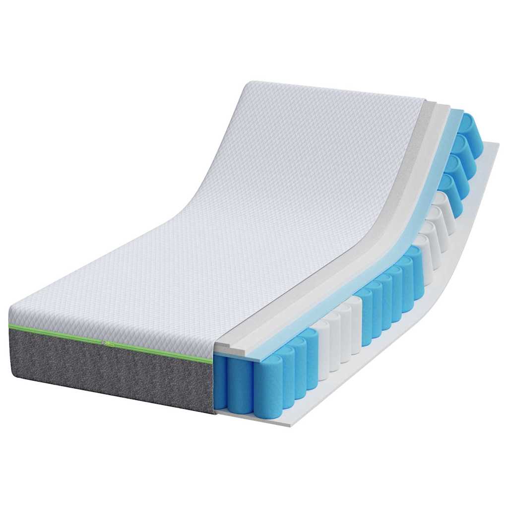 vidaXL Matelas Blanc et Gris 80 x 160 cm Ressort ensaché - Image 3