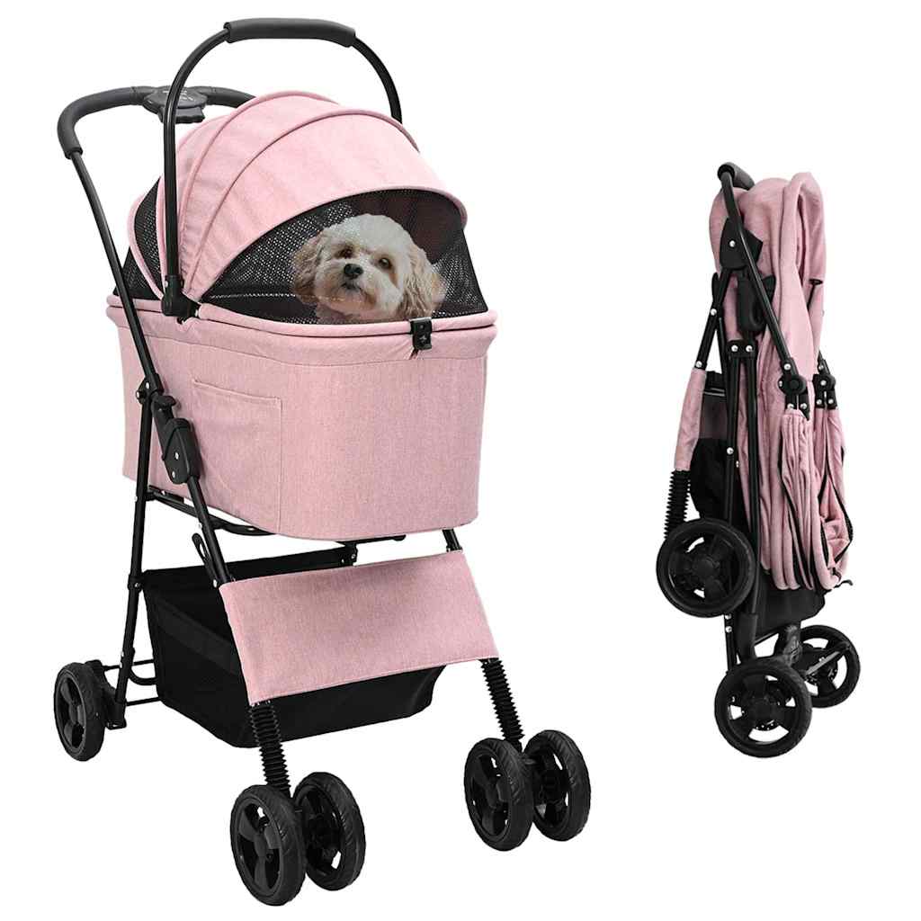 vidaXL Poussette Pliante pour Animaux Réglable Rose 81 x 47 x 99 cm