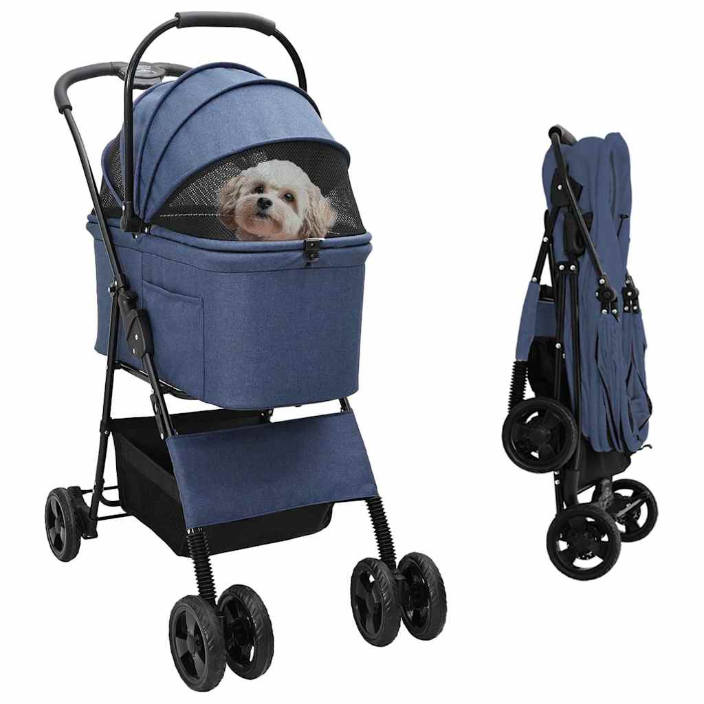 vidaXL Poussette Pliante pour Animaux Réglable Bleu 81 x 47 x 99 cm