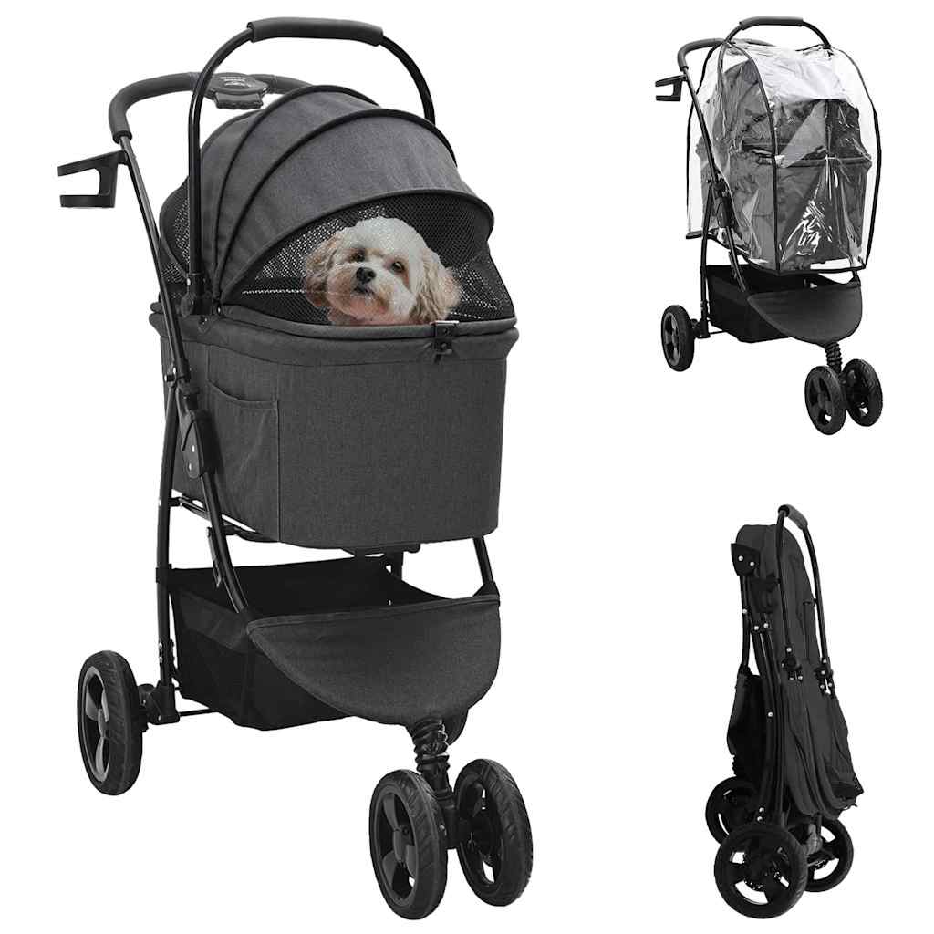 vidaXL Poussette Pliante pour Animaux Réglable Noir 78 x 54 x 101 cm