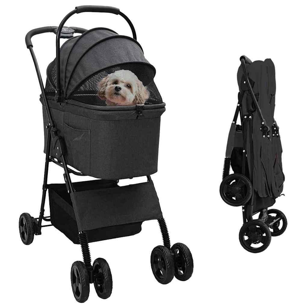 vidaXL Poussette Pliante pour Animaux Réglable Noir 81 x 47 x 99 cm