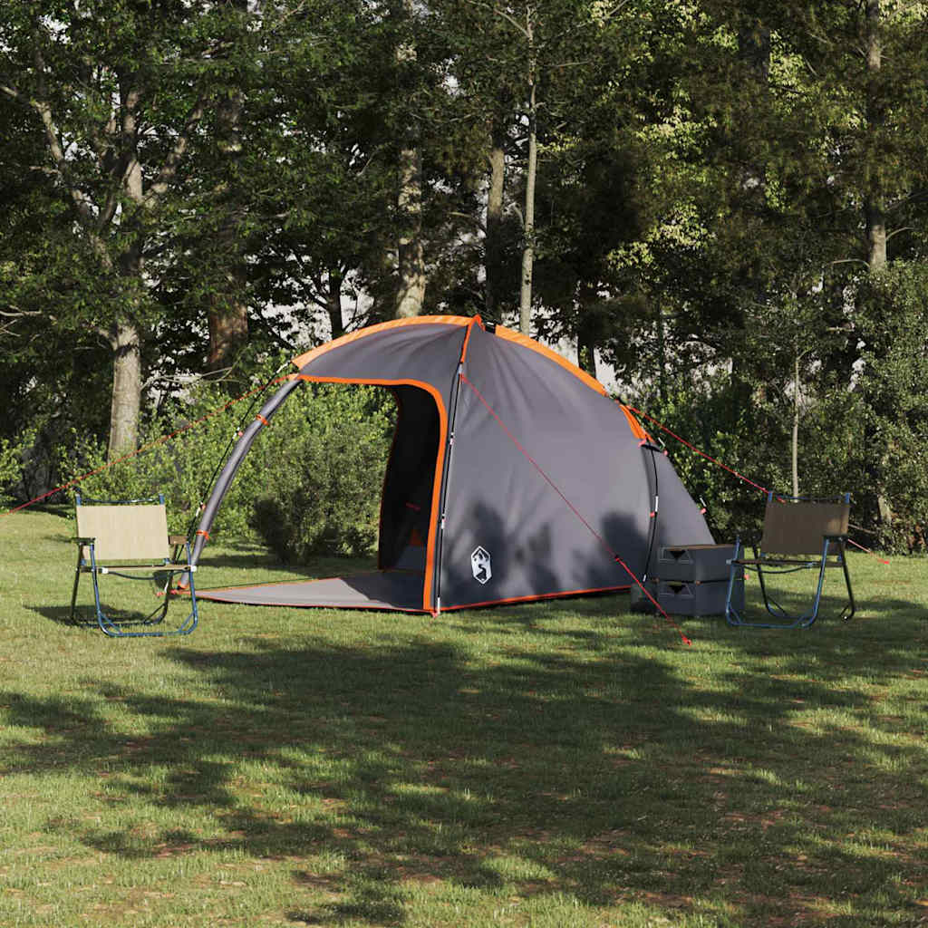 vidaXL Tente avec toit Gris et orange 370 x 230 x 185 cm