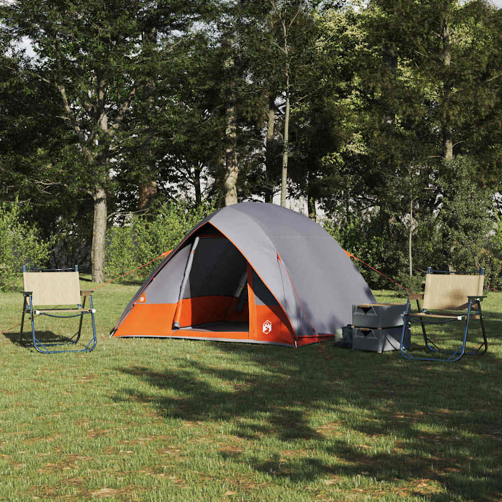 vidaXL Tente de camping Gris et orange 320 x 275 x 190 cm Polyester
