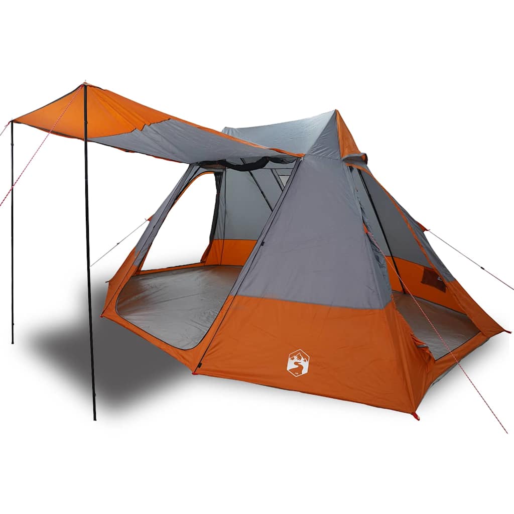 vidaXL Tente de camping Gris et orange 482 x 360 x 227 cm Polyester - Image 3