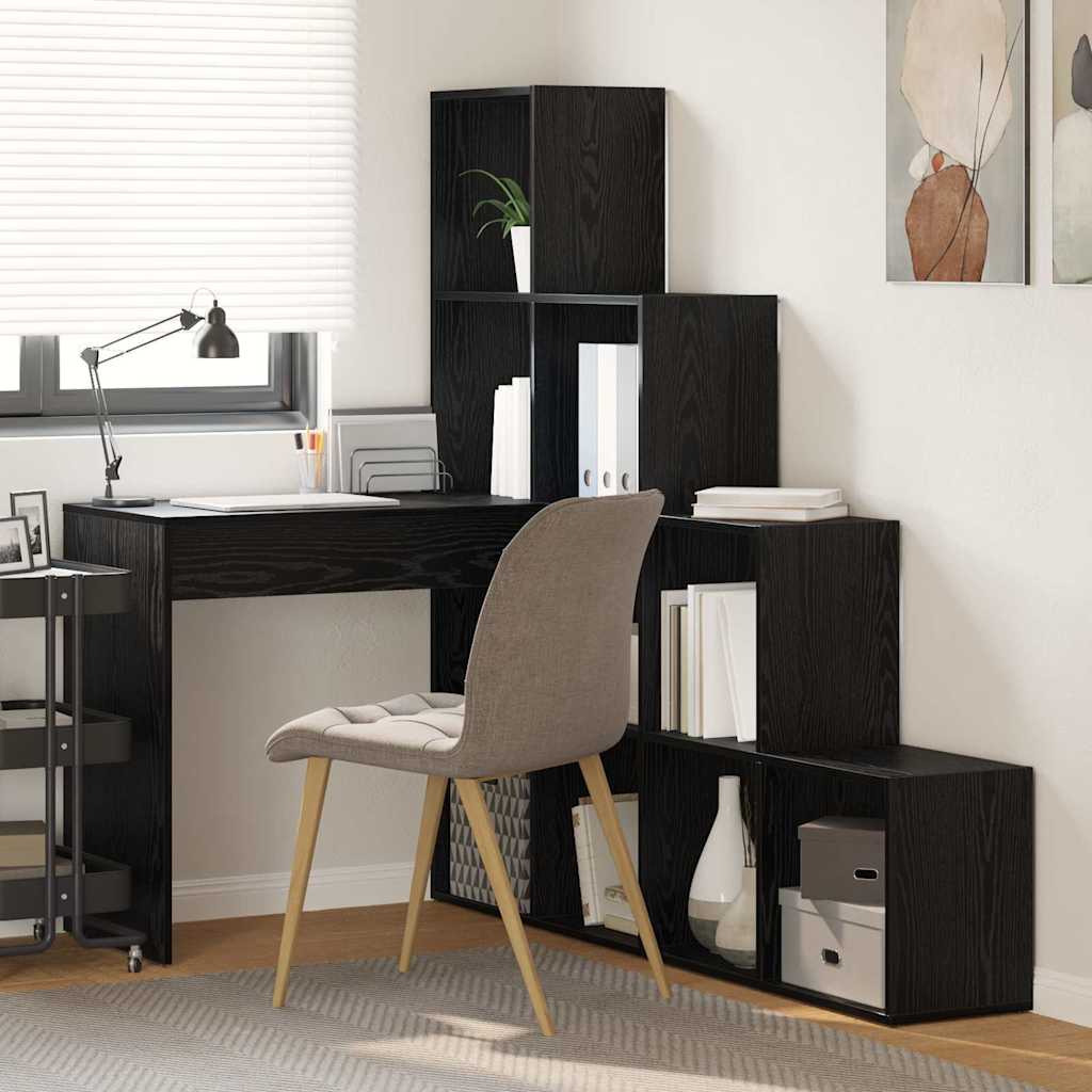 vidaXL Bureau d'angle avec étagère Chêne noir 101,5 x 149,5 x 149,5 cm