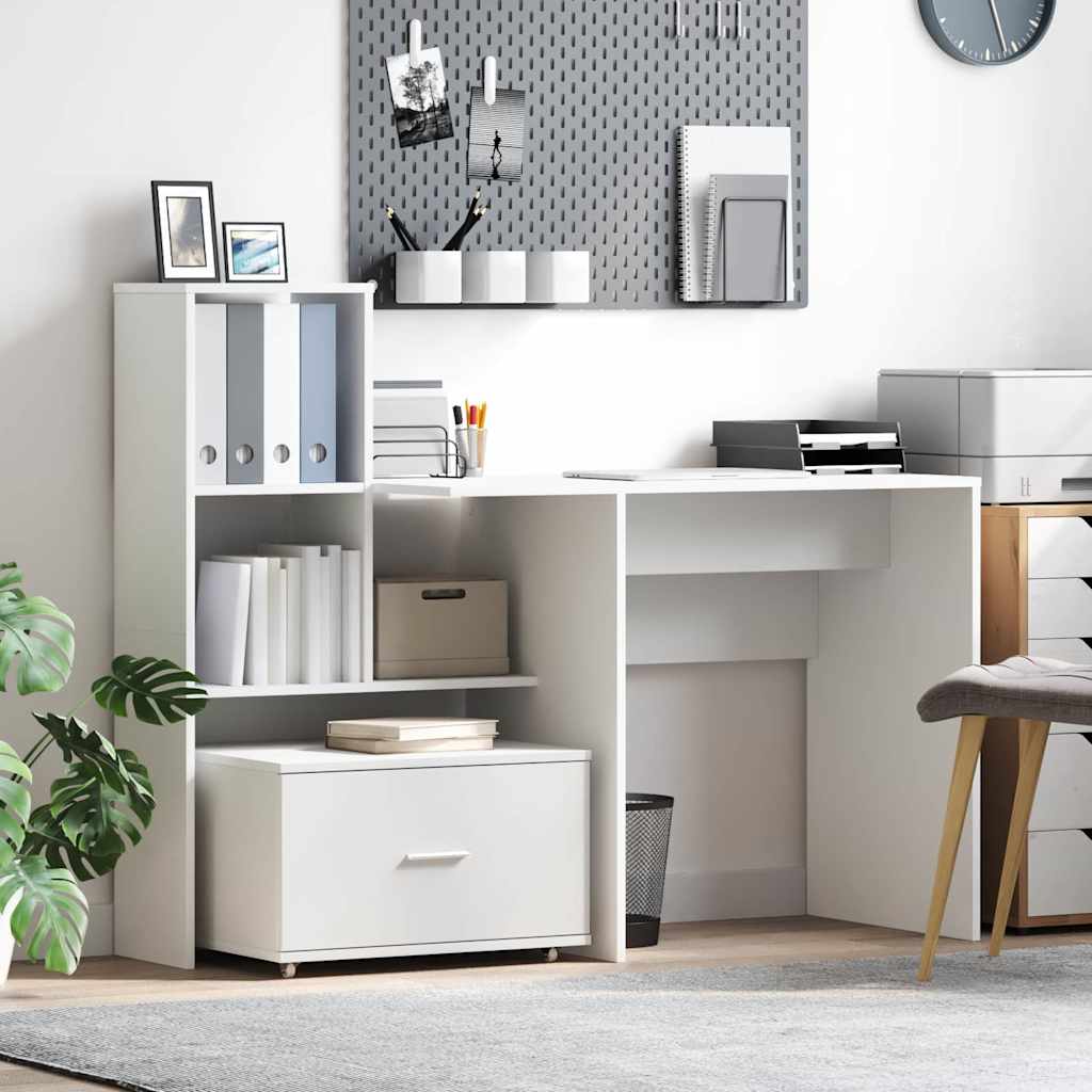 vidaXL Bureau Blanc 131,5 x 50 x 106,5 cm Bois d'ingénierie