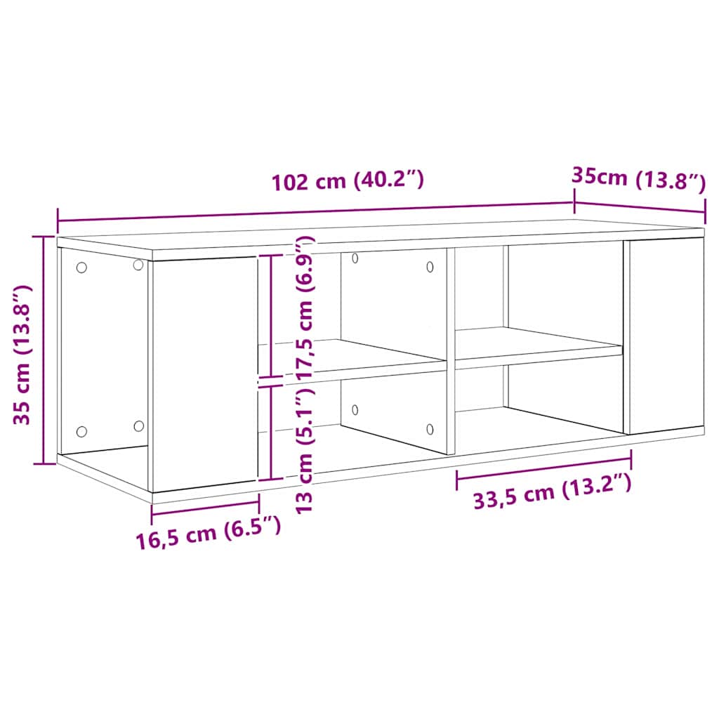 vidaXL Meuble TV mural Chêne noir 102 x 35 x 35 cm Bois d'ingénierie - Image 6